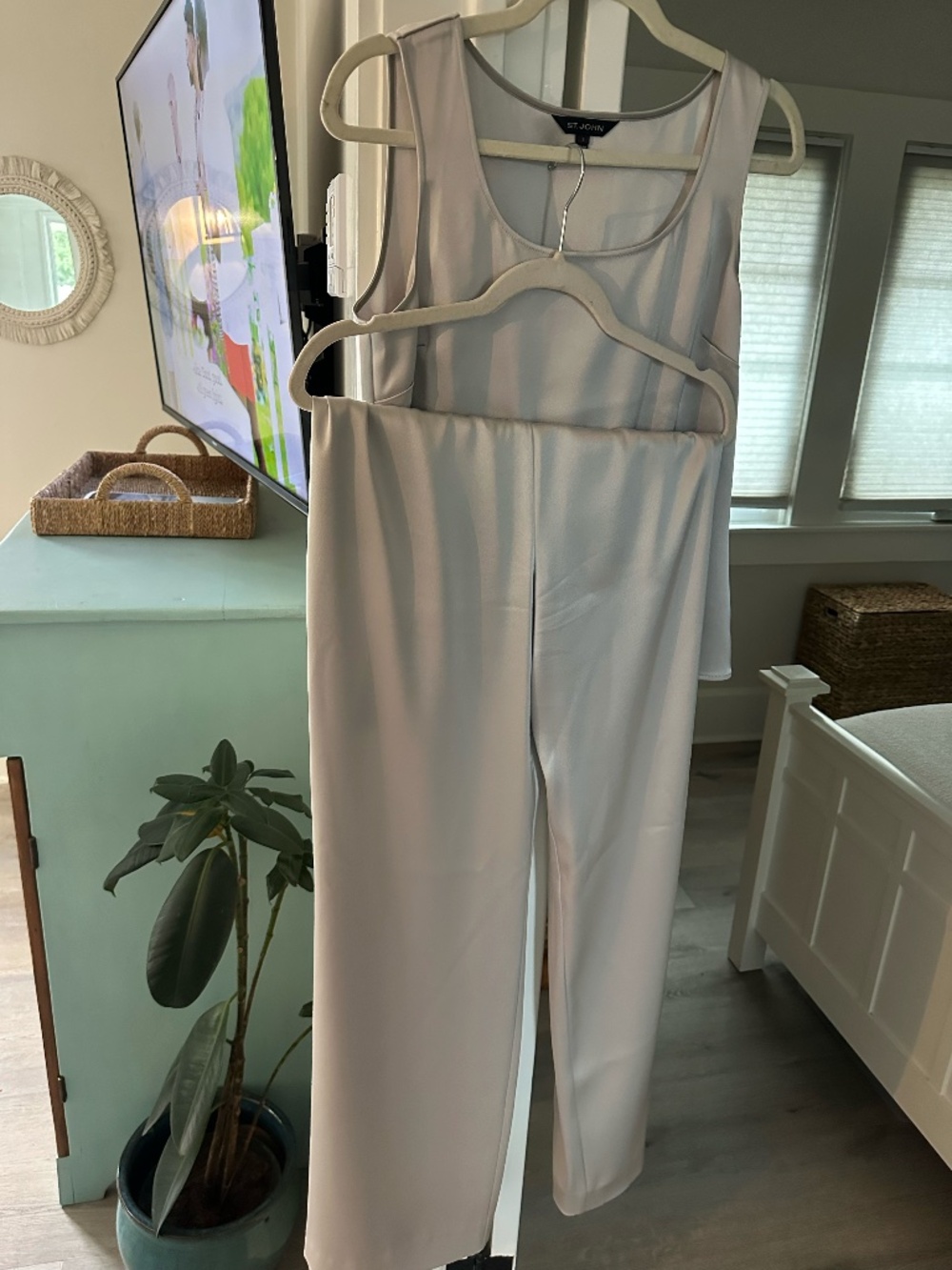 Bright Silver Silk St. John Tank and Trouser Set